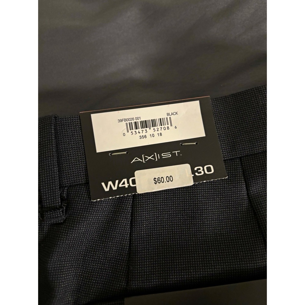 AXIST Mens No Iron Black Dress Pants Flat Front Straight Leg 40x30 39FB0026 001